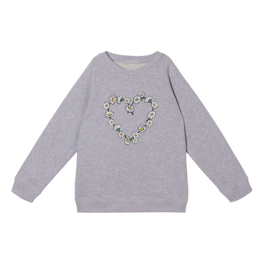 Stella McCartney Kids gray floral print daisy heart  sweatshirt size 8 DESIGNER